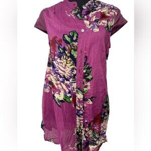 SOFT SURROUNDINGS Bouquet of Roses Tunic Cotton Dusty Plum S